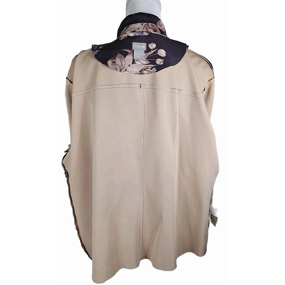 Chico's~Woman Size 4(1X)~Purple/Beige Floral Print Blazer Jacket Zip-Up Unlined - Picture 5 of 9